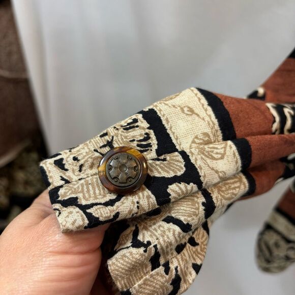 Ladies Vintage K Studio Button Down Printed Blouse with Shoulder Pads Size 16 - Picture 10 of 13